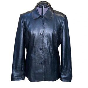 Vintage Women's Alfani Leather Jacket Sz Petite M Lined 2 Pockets